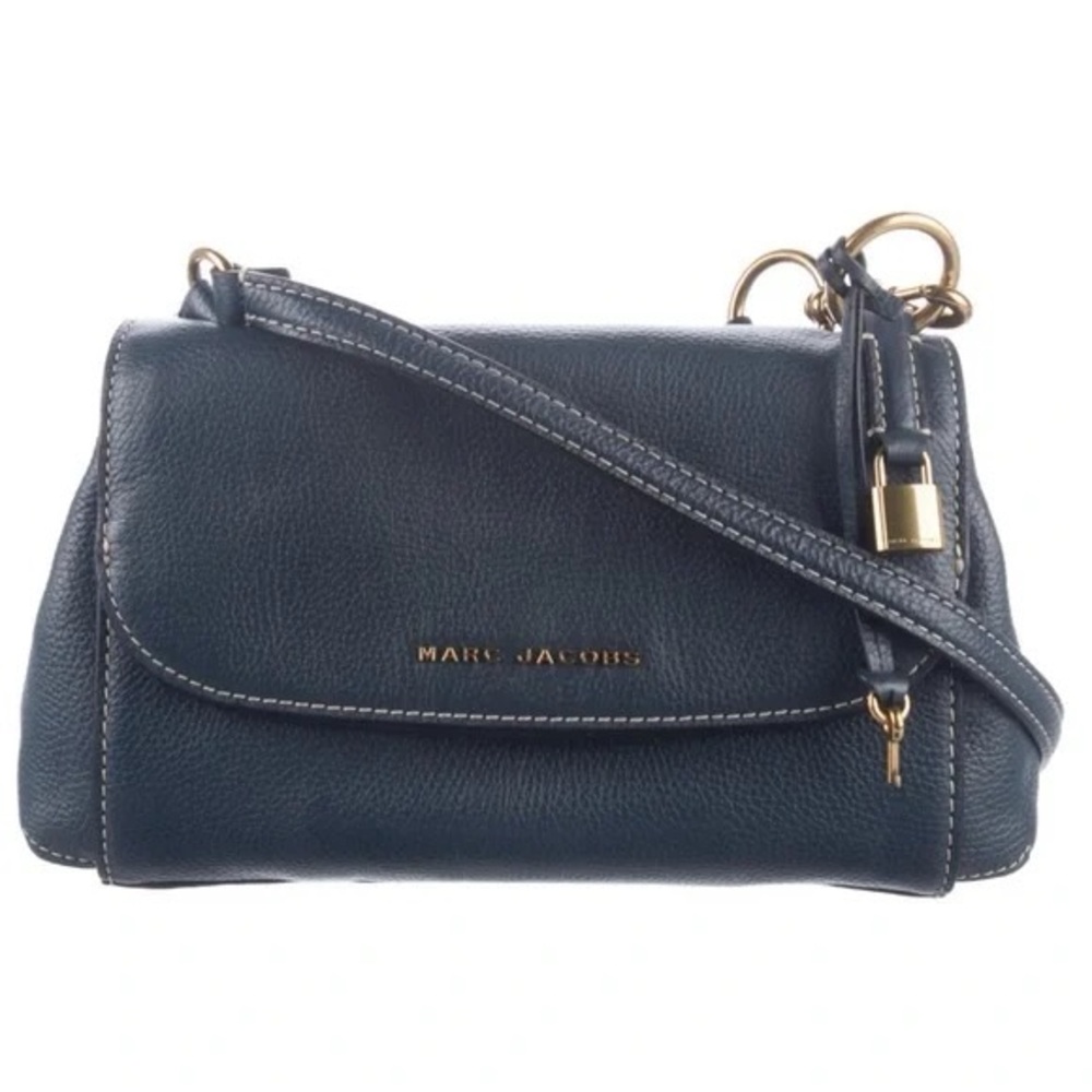 Marc Jacobs Black Boho Grind pebbles leather bag with chunky gold hardware